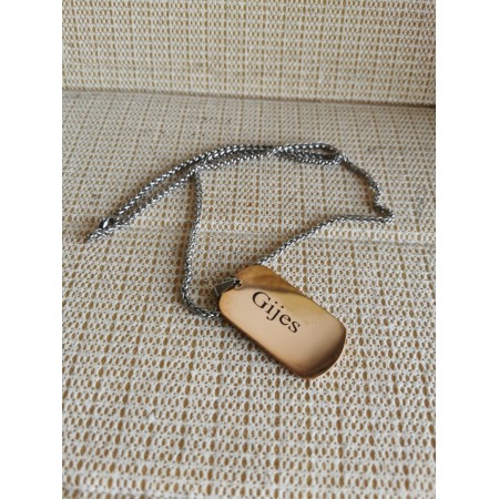 Gijes Necklace for Men Free Engraving Stainless Steel Dog Tag Pendant Necklace with 24" Chain,Gift for Dad Husband Boy Brother Sister Bestfriend